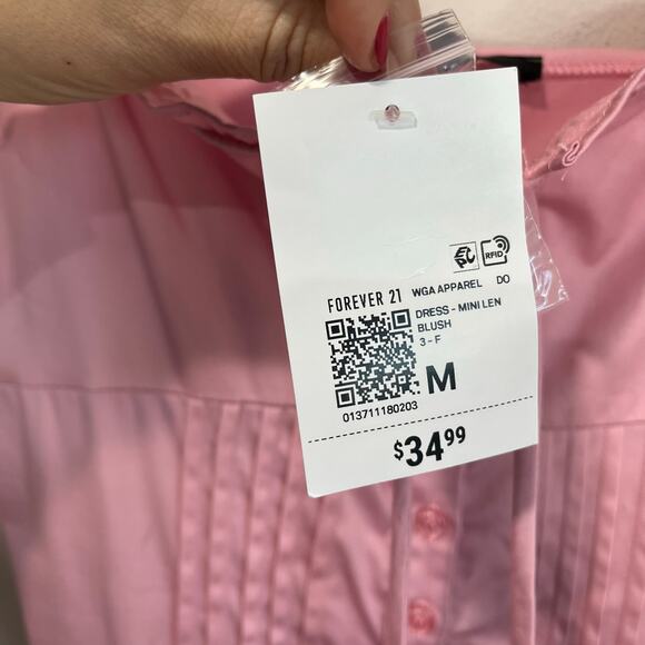 Forever 21 Pink Milkmaid Mini Dress M NWT Corset Lace Trim Coquette Barbiecore - Picture 4 of 6